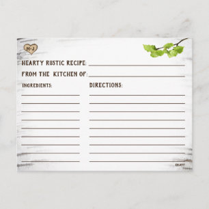 Postale Carte de la recette de la douche nuptiale rustique