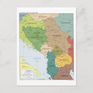 Postale Carte de la région des Balkans centraux