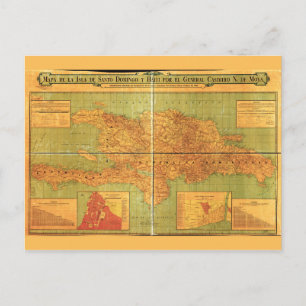 Postale Carte de la République dominicaine et d'Haïti (190