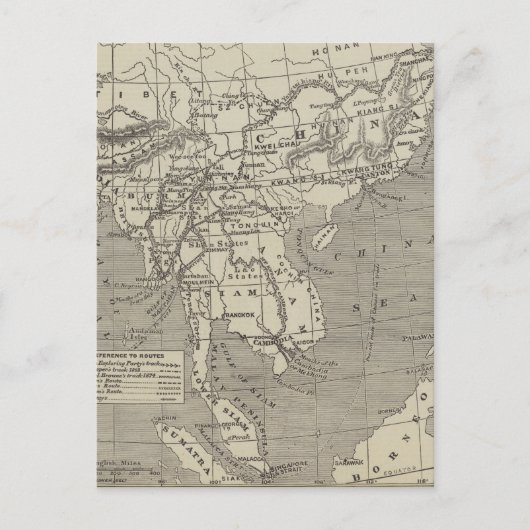 Postale Carte de la route proposée pour la Chine de Birman (Devant)