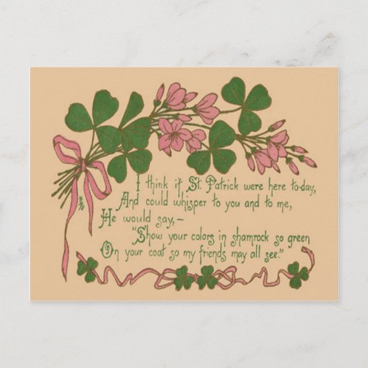 Postale Carte de la Saint-Patrick avec plante de trèfle vi (Devant)