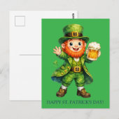 Postale Carte de la Saint-Patrick chanceuse de dessin anim (Devant / Derrière)