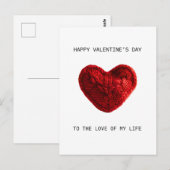 Postale CARTE DE LA SAINT-VALENTIN à l'amour de ma vie (Devant / Derrière)