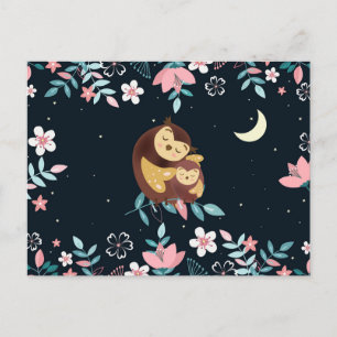 Postale Carte de la Saint-Valentin avec des hiboux mignons
