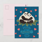 Postale Carte de la Saint-Valentin avec des pandas mignons (Devant / Derrière)