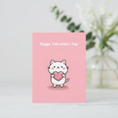 Postale Carte de la Saint-Valentin avec un chat Kawaii mig (Debout devant)