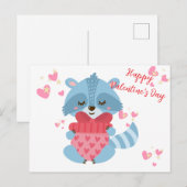 Postale Carte de la Saint-Valentin avec un joli raton lave (Devant / Derrière)