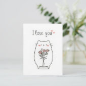 Postale Carte de la Saint-Valentin Chat Mignon avec des Ro (Debout devant)