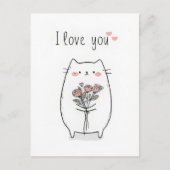 Postale Carte de la Saint-Valentin Chat Mignon avec des Ro (Devant)