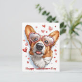 Postale Carte de la Saint-Valentin Corgi Mignon Coeurs (Debout devant)