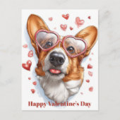 Postale Carte de la Saint-Valentin Corgi Mignon Coeurs (Devant)
