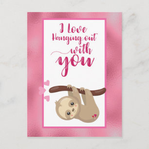 Postale Carte de la Saint-Valentin de paresseux d'amour pa