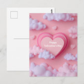 Postale Carte de la Saint-Valentin découpée en forme de cœ (Devant / Derrière)