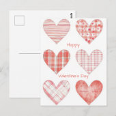 Postale Carte de la Saint-Valentin Design Cœurs Rouges (Devant / Derrière)