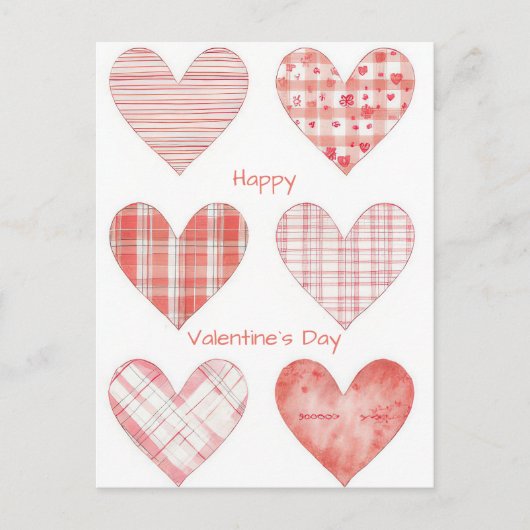 Postale Carte de la Saint-Valentin Design Cœurs Rouges (Devant)