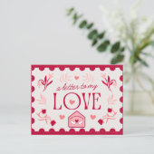 Postale Carte de la Saint-Valentin élégante avec message d (Debout devant)