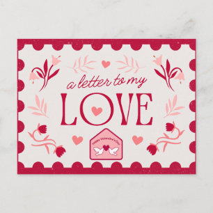 Postale Carte de la Saint-Valentin élégante avec message d