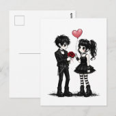Postale Carte de la Saint-Valentin gothique Romance sombre (Devant / Derrière)