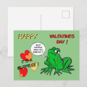 Postale Carte de la Saint-Valentin Grenouille Verte (Devant / Derrière)
