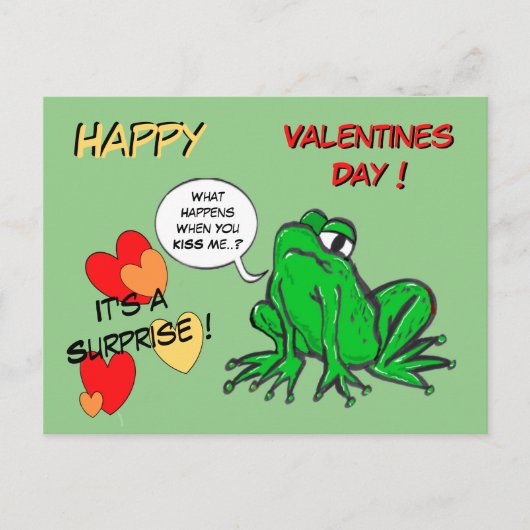 Postale Carte de la Saint-Valentin Grenouille Verte (Devant)