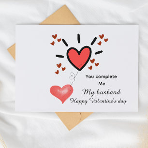 Postale Carte de la Saint-Valentin pour mari avec un cœur