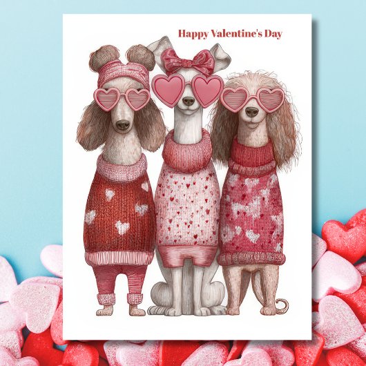 Postale Carte de la Saint-Valentin pullover coeurs de chie