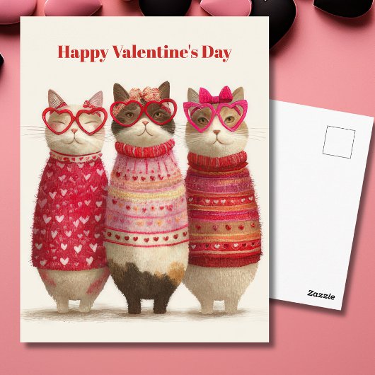 Postale Carte de la Saint-Valentin pullover Cute Cats Hear