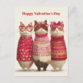 Postale Carte de la Saint-Valentin pullover Cute Cats Hear (Devant)
