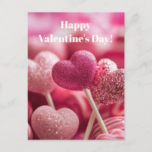 Postale Carte de la Saint-Valentin sucette coeurs paillett