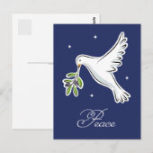 Postale Carte de la saison de la colombe blanche avec le t (Devant / Derrière)