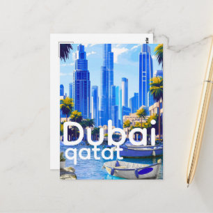 Postale Carte de la skyline de Dubaï, monuments modernes d