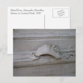 Postale Carte de la statue de Hamilton (Devant / Derrière)