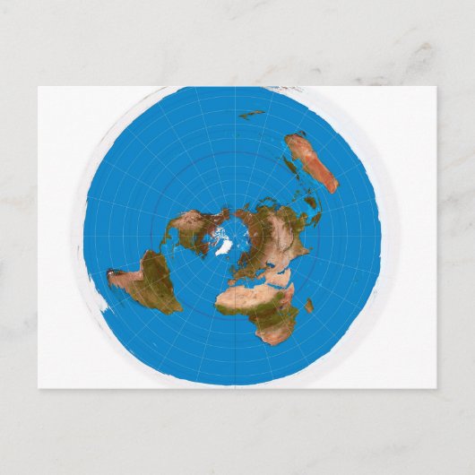Postale Carte de la Terre plate - Projection de l'Equidist (Devant)