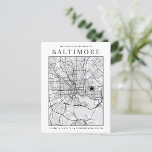 Postale Carte de la ville de Baltimore + repère d'emplacem