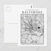Postale Carte de la ville de Baltimore + repère d'emplacem (Devant / Derrière)