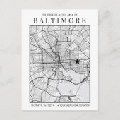 Postale Carte de la ville de Baltimore + repère d'emplacem (Devant)