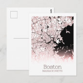Postale Carte de la ville de Boston (Devant / Derrière)