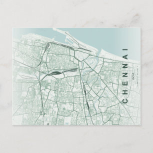 Postale Carte de la ville de Chennai en Inde, design minim