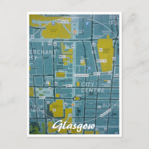 Postale carte de la ville de glasgow