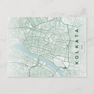 Postale Carte de la ville de Kolkata en Inde, design minim