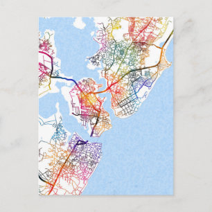 Postale Carte de la ville de Mombasa Kenya à l'aquarelle