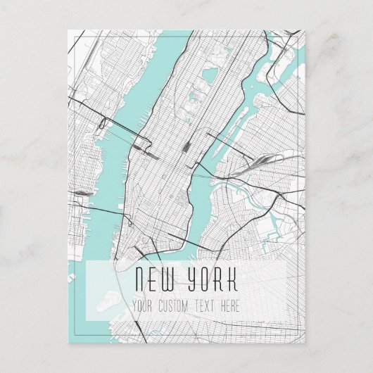 Postale Carte de la ville de New York, noir, blanc et bleu (Devant)