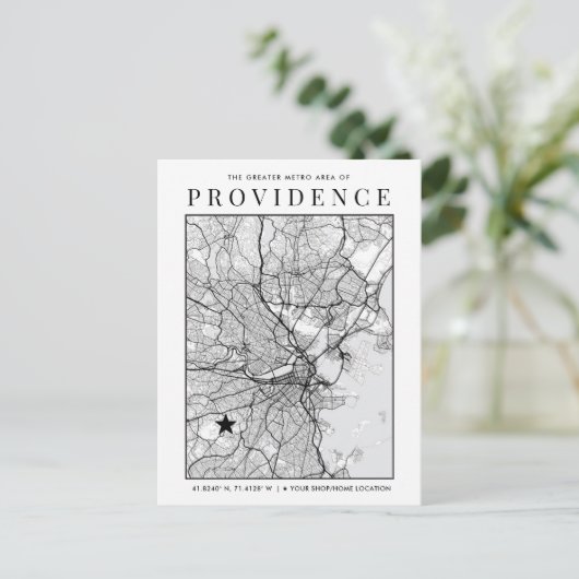 Postale Carte de la ville de Providence + repère d'emplace (Debout devant)