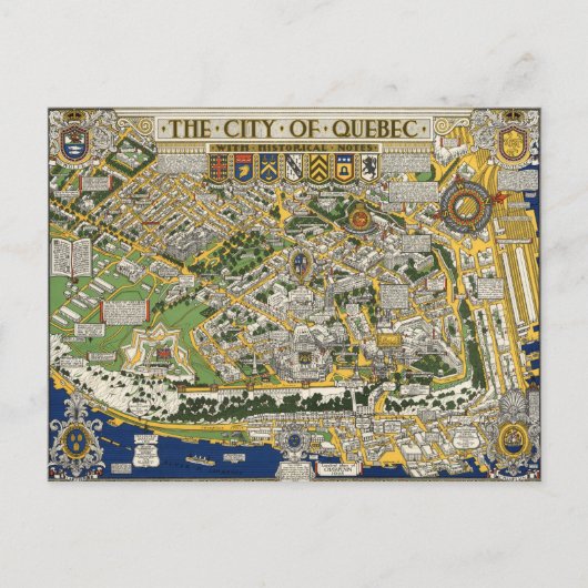 Postale Carte de la ville de Québec (Devant)