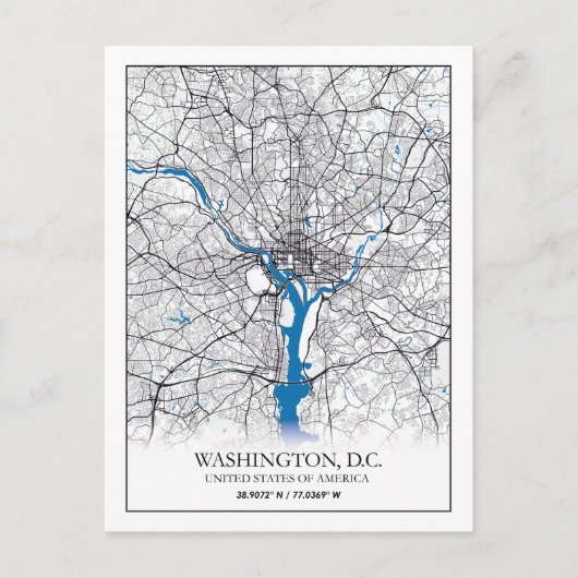 Postale Carte de la ville de voyage de Washington DC USA (Devant)