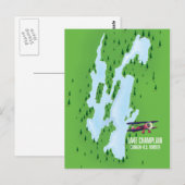 Postale Carte de l'affiche du lac Champlain États-Unis Can (Devant / Derrière)