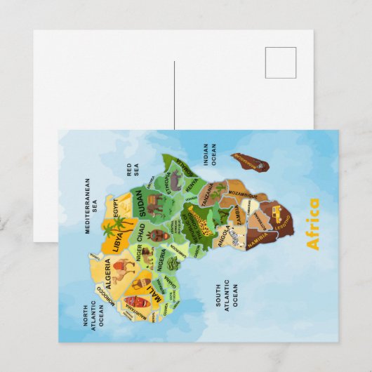 Postale Carte de l'Afrique (Devant / Derrière)