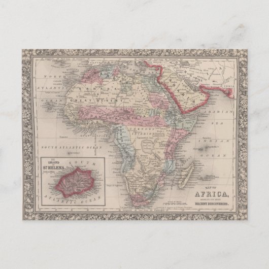 Postale Carte de l'Afrique avec Sainte-Hélène (Devant)