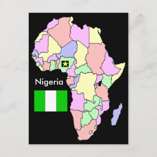 Postale Carte de l'Afrique du Nigéria