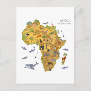 Postale Carte de l'Afrique   Faune et flore